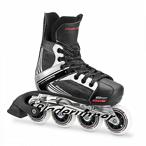 ROLLERBLADE Bladerunner by Rollerblade Dynamo Jr Size Adjustable Hockey Inline Skate, Black and White, Inline Skates , Size 1 - 4 - Image 1