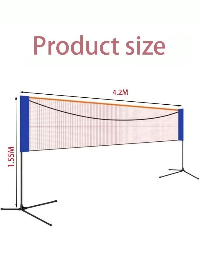 والالا مجموعة معدات شبكة تنس الريشة المحمولة، شبكة تنس مع حامل قابل لضبط الارتفاع وحقيبة حمل، شبكات سهلة التجميع للأطفال والكبار للتنس، أو بيكلبول، أو الريشة الطائرة (4.2 متر) - Image 4