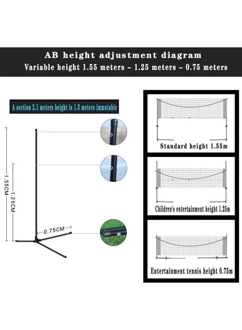 والالا مجموعة معدات شبكة تنس الريشة المحمولة، شبكة تنس مع حامل قابل لضبط الارتفاع وحقيبة حمل، شبكات سهلة التجميع للأطفال والكبار للتنس، أو بيكلبول، أو الريشة الطائرة (4.2 متر) - Image 2