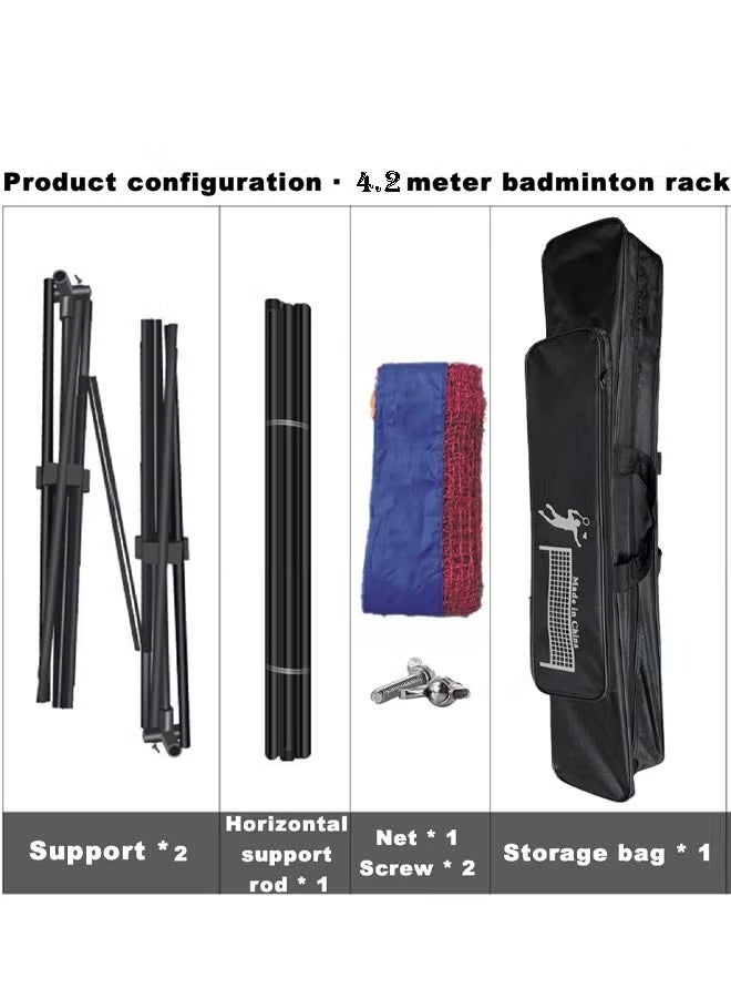 والالا مجموعة معدات شبكة تنس الريشة المحمولة، شبكة تنس مع حامل قابل لضبط الارتفاع وحقيبة حمل، شبكات سهلة التجميع للأطفال والكبار للتنس، أو بيكلبول، أو الريشة الطائرة (4.2 متر) - Image 5