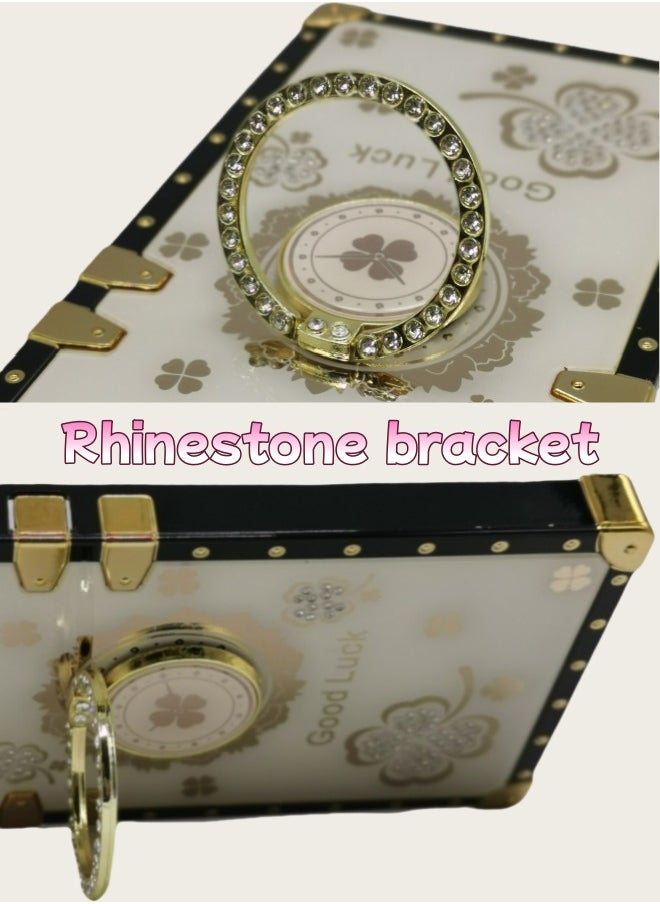 Generic - Suitable for iPhone square stylish temperament bracket four-leaf clover mobile phone case - Image 1