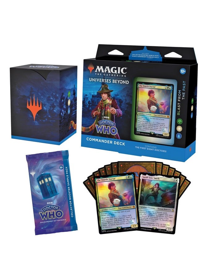 Magic the Gathering Doctor Who Commander Deck - Blast From The Past (100-Card Deck, 2-Card Collector Booster Sample Pack + Accessories)  - Image 1