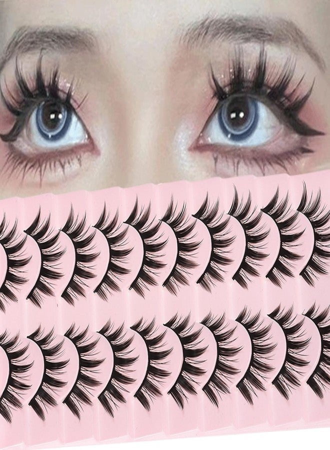 DSLONG 10 Pairs Manga Lashes Spiky Anime Cosplay Lashes 15mm Janpanese False Eyelashes Manhua Anime Doll Eye Lashes Halloween Makeup False Lashes - Image 1