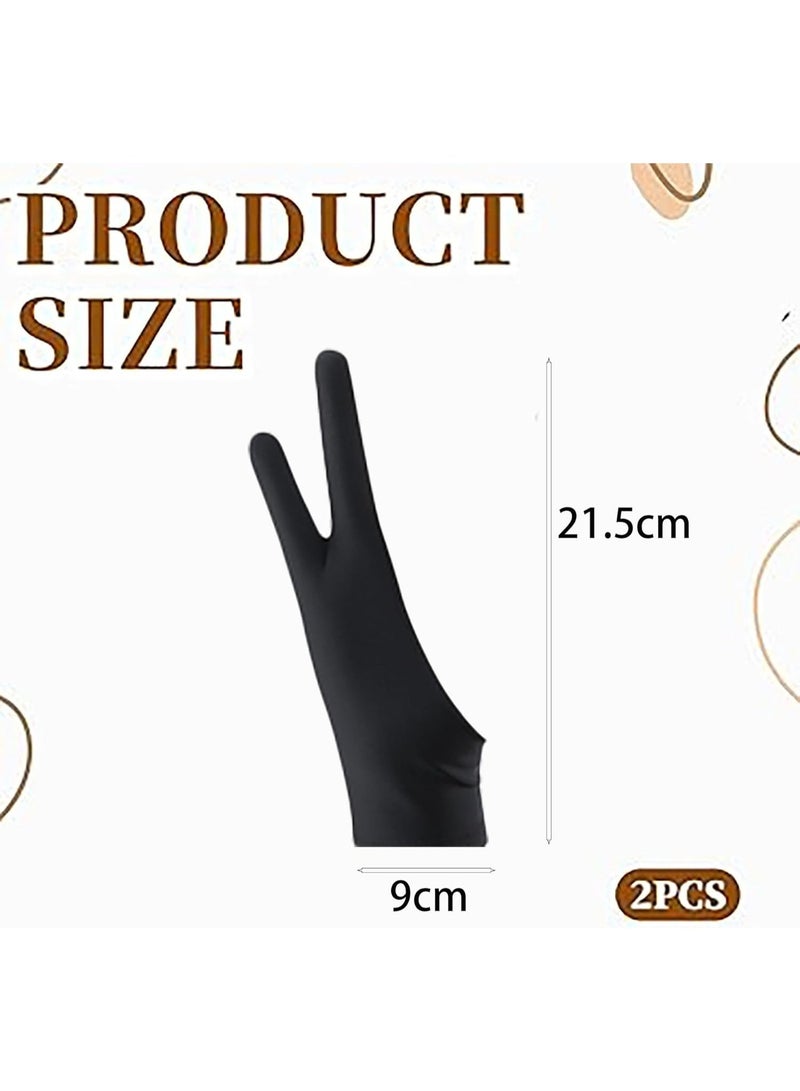 قفاز رسم لأجهزة الرسم اللوحية، قفاز حماية من التلطخ للفنانين بإصبعين لليد اليمنى واليسرى، يقلل الاحتكاك - Image 3