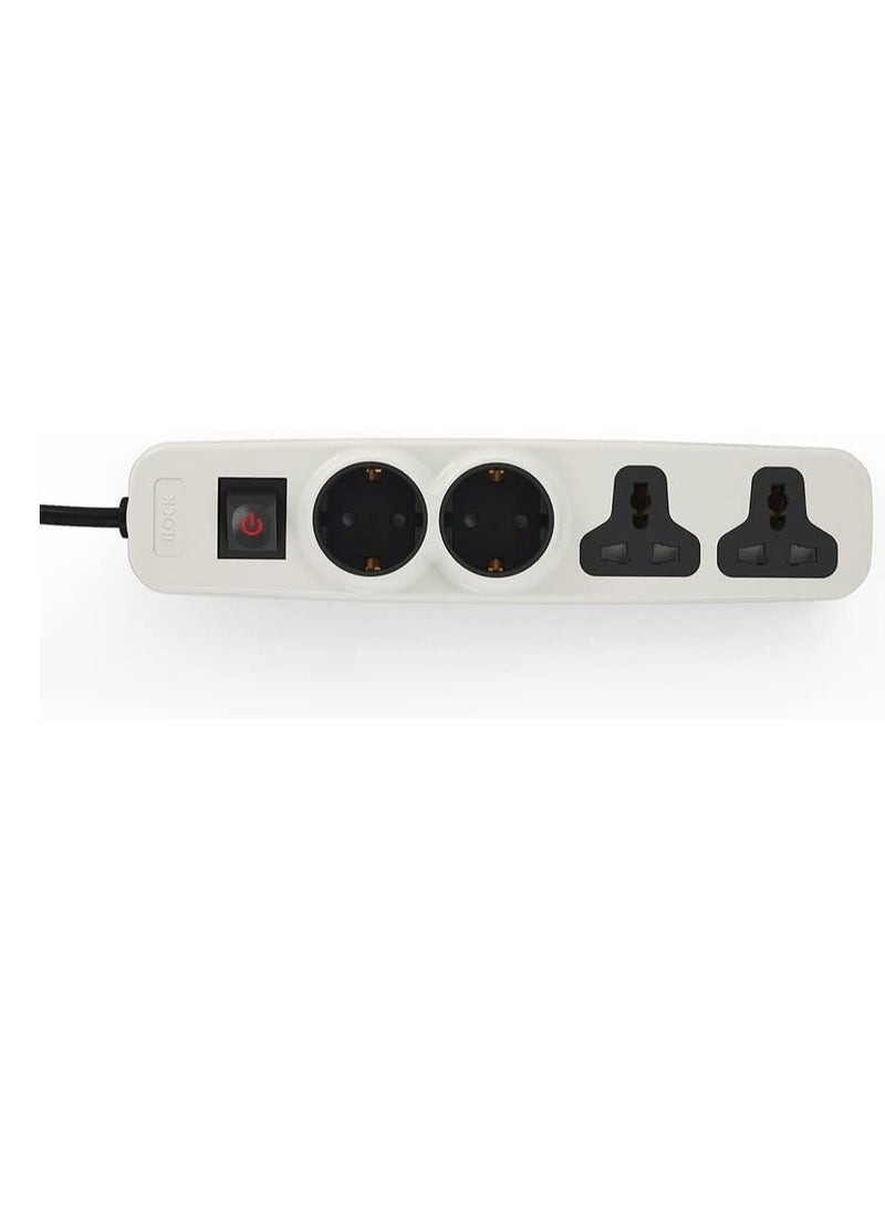 iLOCK Power Strip Ilock Pro 4 Outlets (2 Schuko Sockets + 2 Universal Sockets) 2m cable 3680 watt 16A White - Image 2