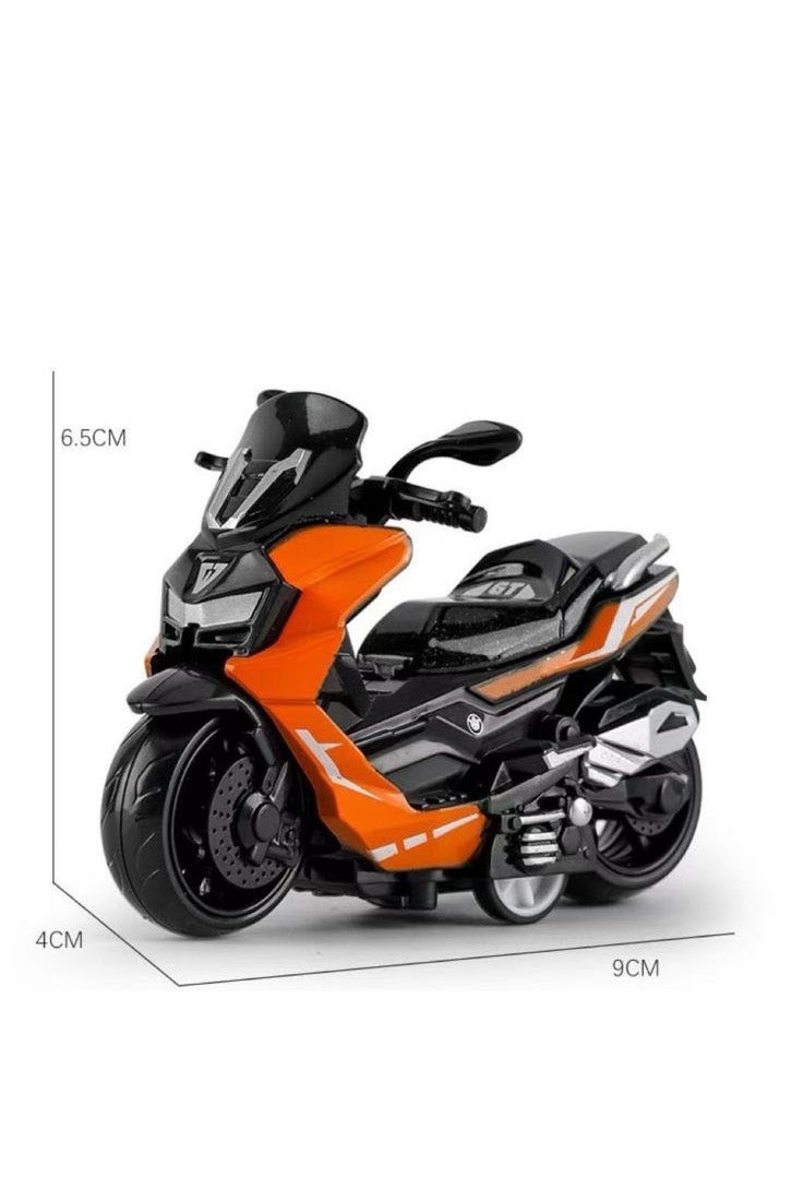 HALAMODO 2-Piece 1:36 Scale Alloy Motorcycle Model Set , Grey And Orange Scooter, Pull-Back Toy Vehicle, Model Vehicle for Kids Boy Girl Gift , Collectible Display ,Grey/Orange 9 cm*6.5 cm*4 cm - Image 2