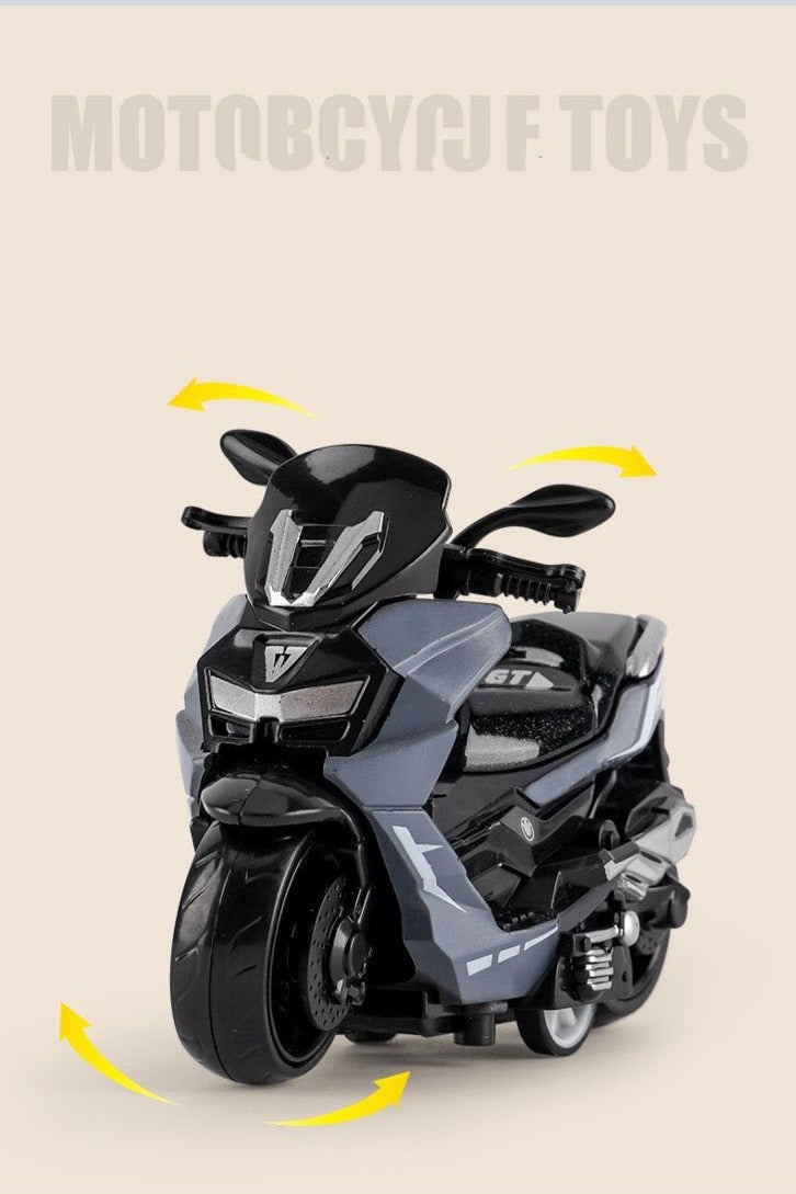 HALAMODO 2-Piece 1:36 Scale Alloy Motorcycle Model Set , Grey And Orange Scooter, Pull-Back Toy Vehicle, Model Vehicle for Kids Boy Girl Gift , Collectible Display ,Grey/Orange 9 cm*6.5 cm*4 cm - Image 4