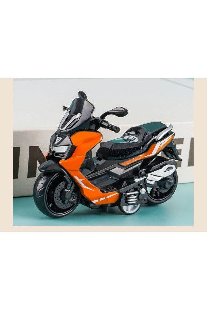 HALAMODO 2-Piece 1:36 Scale Alloy Motorcycle Model Set , Grey And Orange Scooter, Pull-Back Toy Vehicle, Model Vehicle for Kids Boy Girl Gift , Collectible Display ,Grey/Orange 9 cm*6.5 cm*4 cm - Image 5