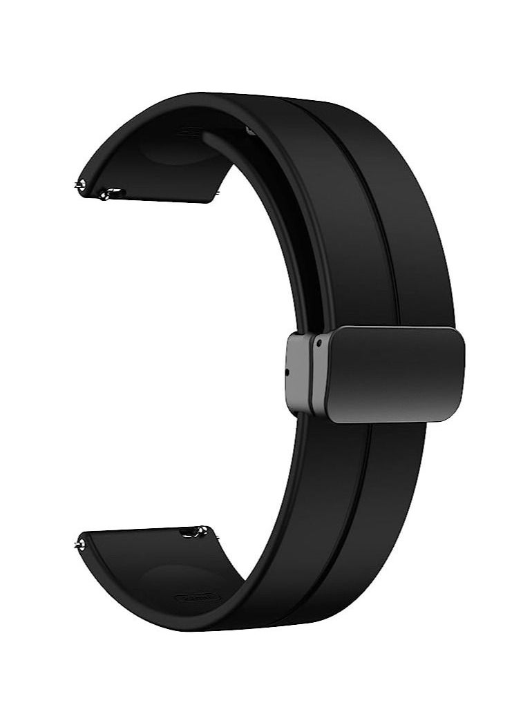 Generic 22mm Silicone Strap With Magnetic Folding Buckle For Huawei Watch GT3 2022 Smart Watch 46mm - Black  - Image 1