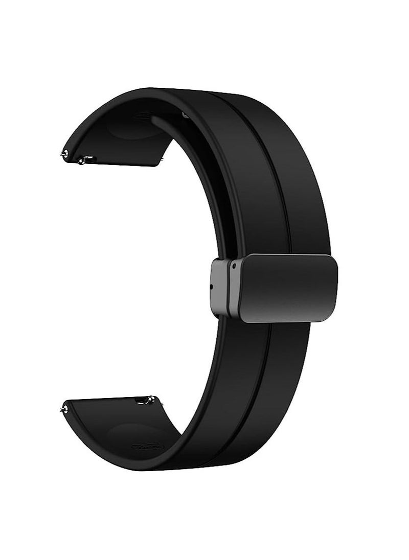 Generic 22mm Silicone Strap With Magnetic Folding Buckle For Huawei Watch GT3 2022 Smart Watch 46mm - Black  - Image 2