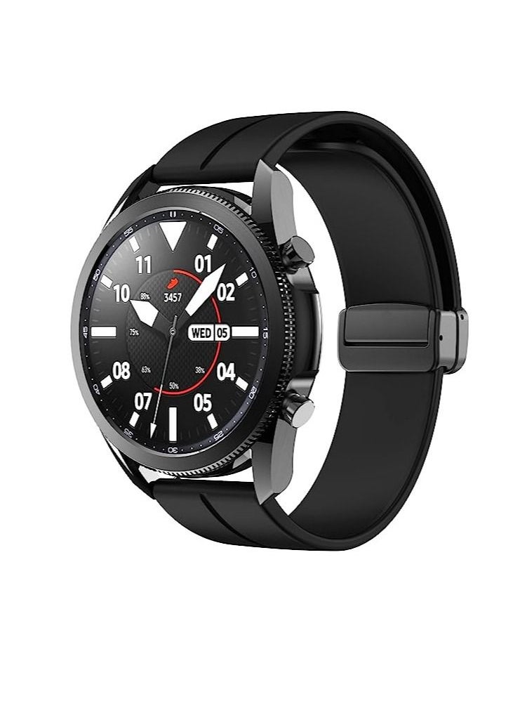 Generic 22mm Silicone Strap With Magnetic Folding Buckle For Huawei Watch GT3 2022 Smart Watch 46mm - Black  - Image 4