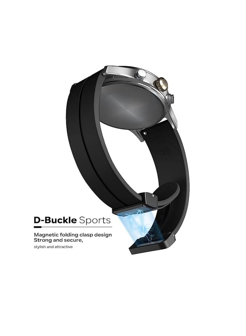 22mm Silicone Strap With Magnetic Folding Buckle For Huawei Watch GT3 2022 Smart Watch 46mm - Black - Image 3