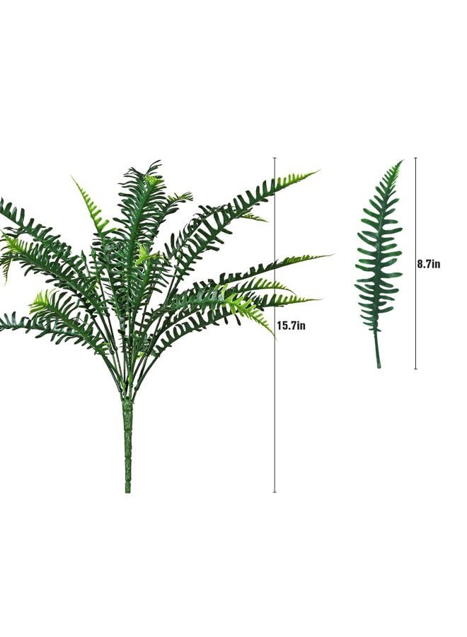 alyptus UV Resistant Artificial Plants Outdoor 16 Bundles Fake Ferns Green Leaves Faux Greenery, Plastic Flowers for Outdoors Front Porch, Patio, Planters, Décor, Garden Decorations (Fern) - Image 2