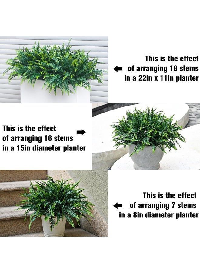 alyptus UV Resistant Artificial Plants Outdoor 16 Bundles Fake Ferns Green Leaves Faux Greenery, Plastic Flowers for Outdoors Front Porch, Patio, Planters, Décor, Garden Decorations (Fern) - Image 5