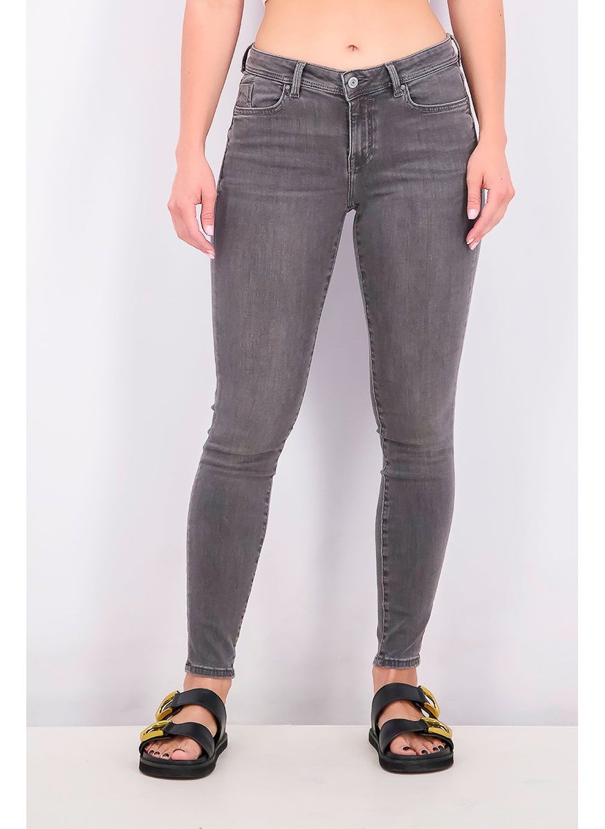 EDC Women Low Waist Skinny Fit Jeans, Grey Wash  - Image 1