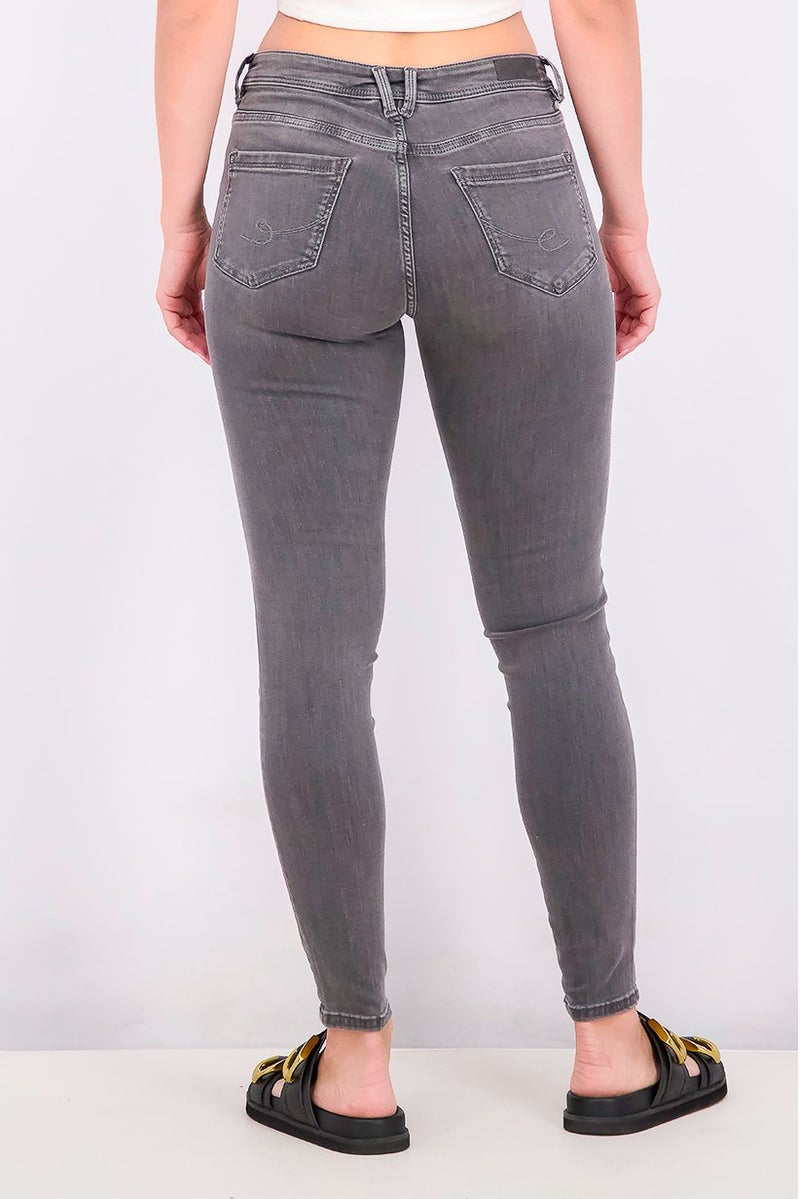 EDC جينز نسائي بقصة ضيقة منخفضة الخصر، غسلة رمادية - Image 4