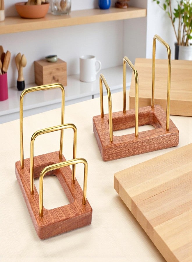 KH866 Chopping Board Rack with Wood Base - Multi-Layer Lid Holder, Baking Pan Storage Organiser Cabinet Accessory for Home Kitchen - Image 4