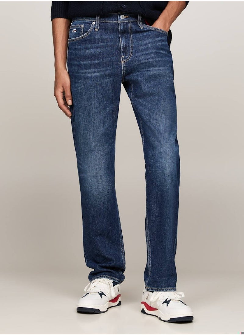 TOMMY JEANS Men's Ryan Embroidery Slim Straight Jeans, Blue - Cotton  - Image 1
