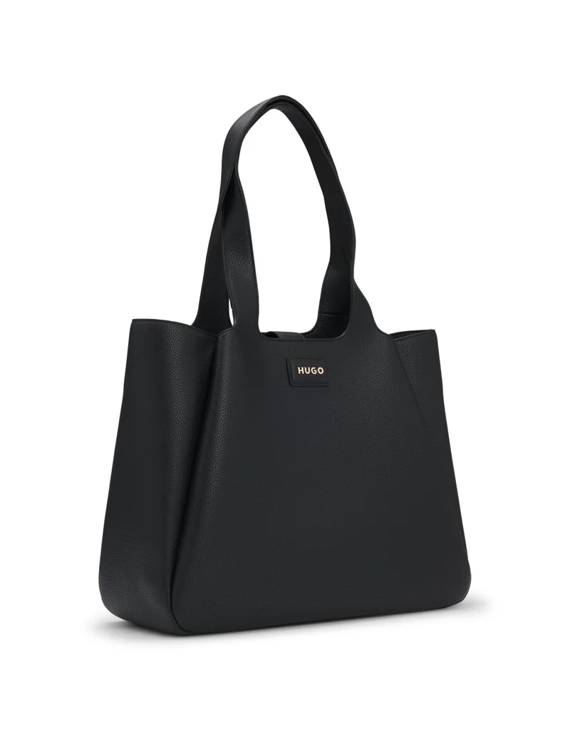 HUGO Faux-leather tote bag with logo patch