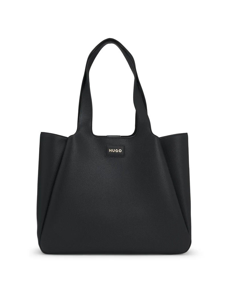 HUGO Faux-leather tote bag with logo patch
