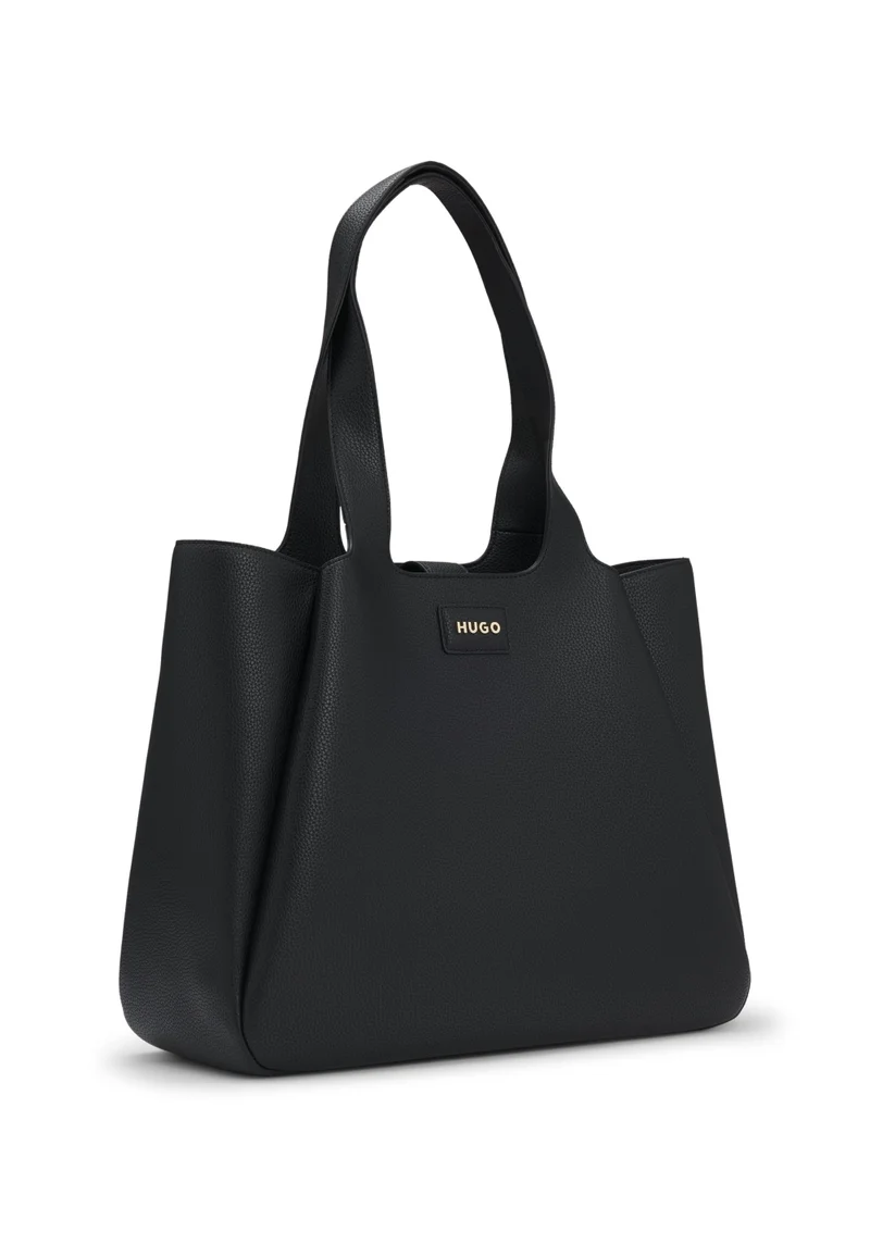 HUGO Faux-leather tote bag with logo patch