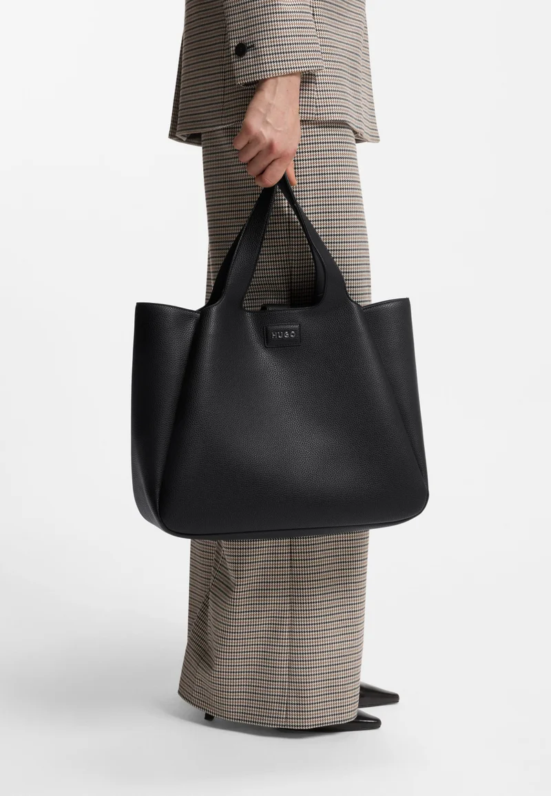 HUGO Faux-leather tote bag with logo patch