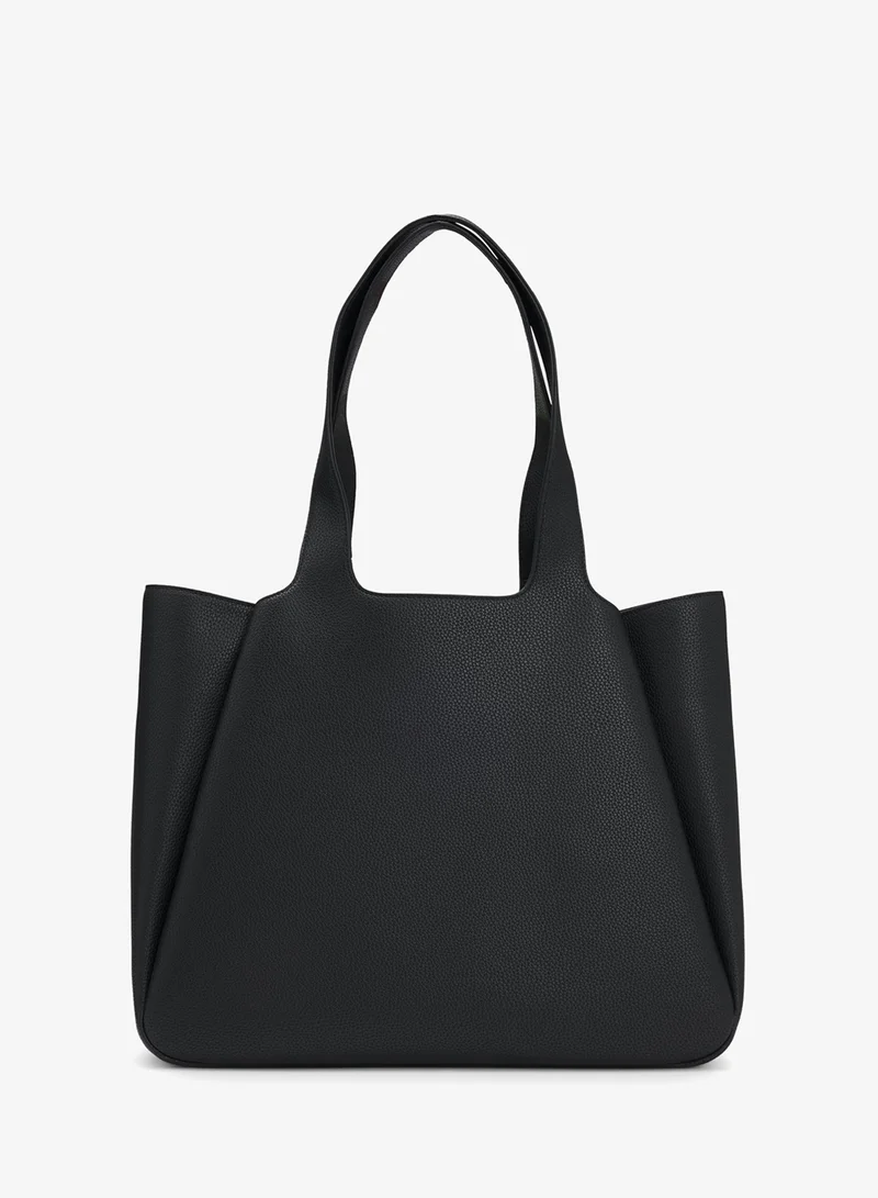 HUGO Faux-leather tote bag with logo patch