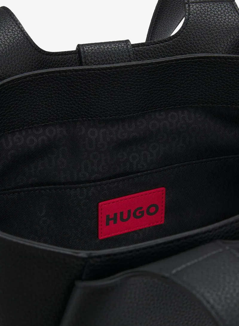 HUGO Faux-leather tote bag with logo patch