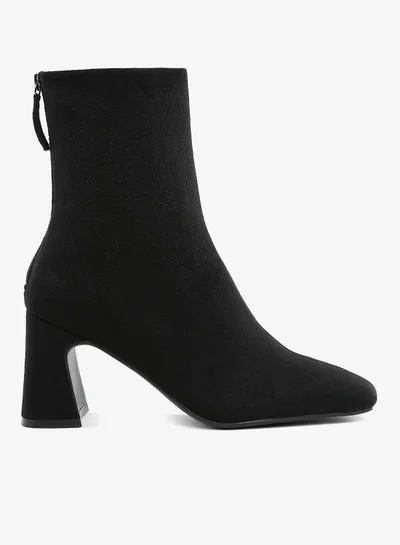 لندن راج حذاء للكاحل من الألياف الدقيقة بمقدمة مربعة باللون الأسود