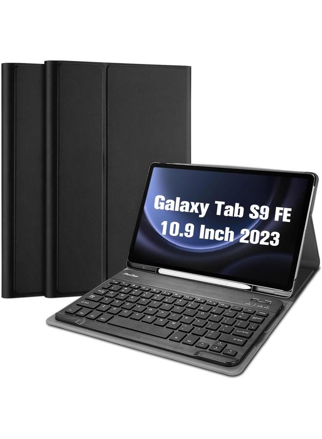 Procases For Galaxy Tab S9 Fe 11" 2023 Keyboard Case Protective Cover Case With Detachable Wireless Keyboard For Galaxy Tab S9 Fe 2023 –Black - Image 1