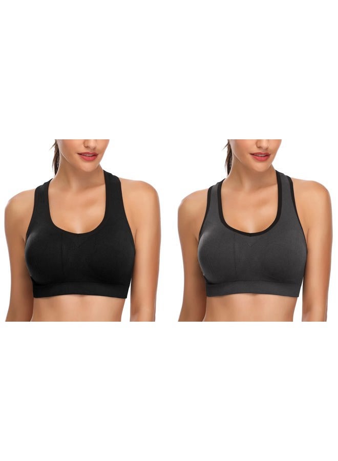 MIRITY Women Racerback Sports Bras - High Impact Workout Gym Activewear Bra Color Black Grey Size S - Image 1