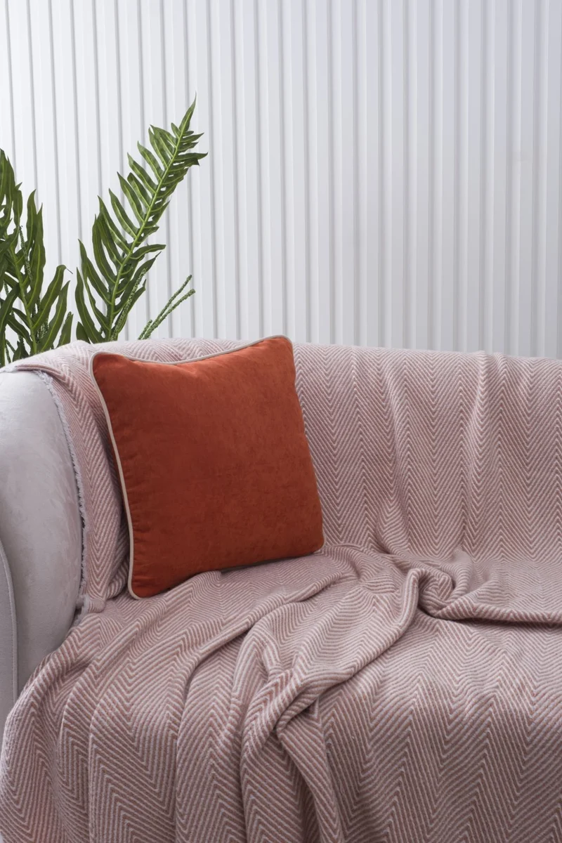 Özsay Home Orange Panorama Cream Piping Throw Pillow Cover 45x45 - With 3 Different Piping Options!