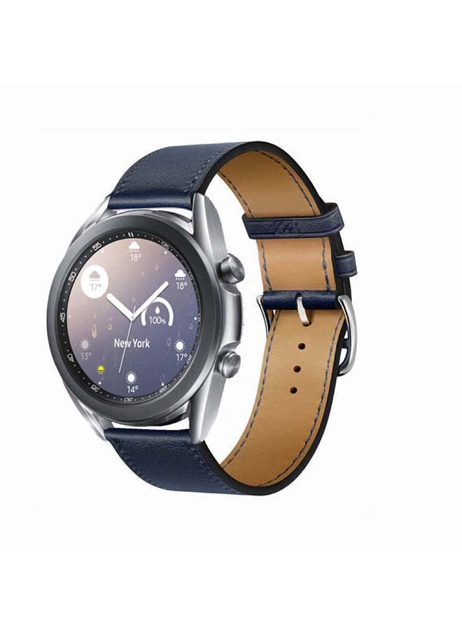 Perfii Supreme Genuine Leather Replacement Band For Samsung Galaxy Watch3 41mm Navy - Image 2