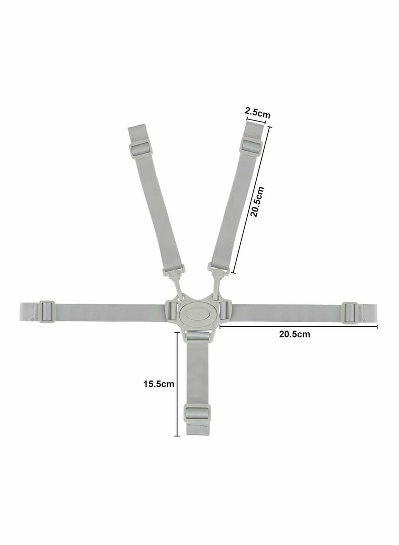 Baby Seat Belt,  5 Point Harness Straps, High Chair Harness, Universal High Chair Strap,s Baby Safety Strap, Belt Adjustable Harness, for High Chair Kids Stroller Pram Buggy - Gray - Image 4