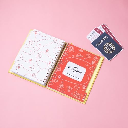 QWIRK Travel Planner & Journal Combo - 2-in-1 Travel Organizer with Sticker Book, Bookmark & Back Pocket - Hard Cover, Gold Wiro-Binding, 366 Pages - Image 3