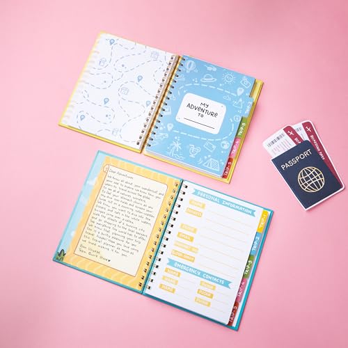 QWIRK Travel Planner & Journal Combo - 2-in-1 Travel Organizer with Sticker Book, Bookmark & Back Pocket - Hard Cover, Gold Wiro-Binding, 366 Pages - Image 2