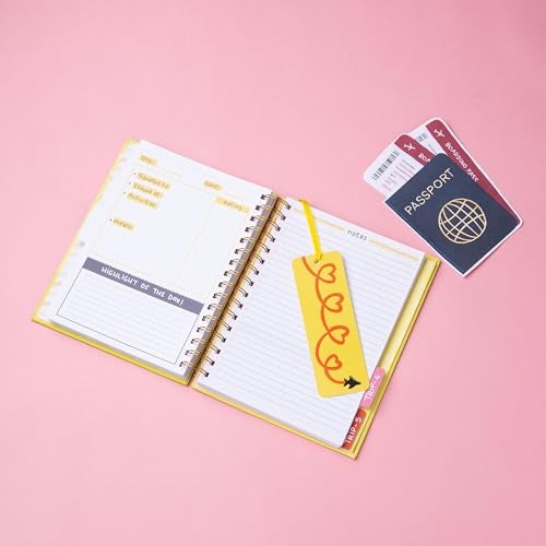 QWIRK Travel Planner & Journal Combo - 2-in-1 Travel Organizer with Sticker Book, Bookmark & Back Pocket - Hard Cover, Gold Wiro-Binding, 366 Pages - Image 4