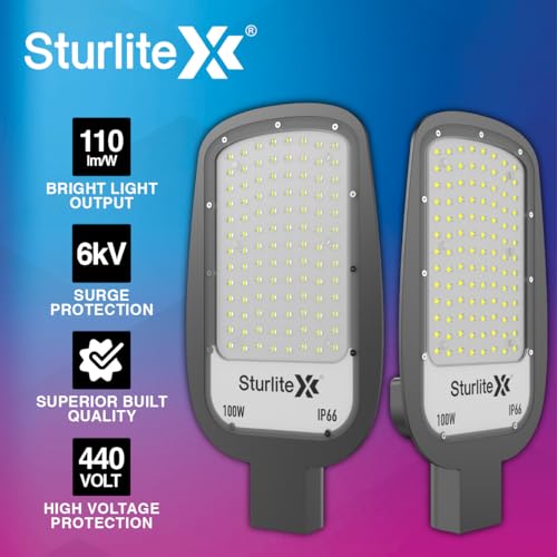Sturlite Dysen 100W LED Street Light| Cool White 6500K Color Temperature LED Street Lamp| IP66 Waterproof Surge Protection Focus Light for Garage, Parking, Garden, Playground & Sidewalks - (Pack of 1) - Image 3