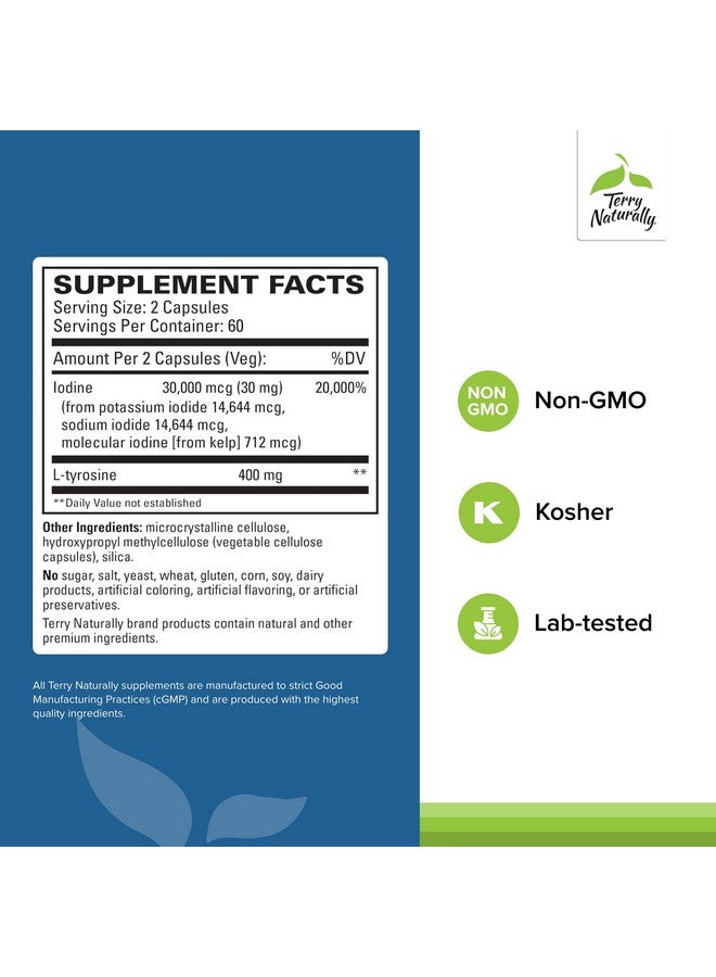 Terry Naturally Thyroid Care - Immune Health & Energy Support Formula - Nutritional Supplement with Iodine for Thyroid Health Support - Wellness Supplement with L-Tyrosine - 120 Capsules (Pack of 2) - Image 2