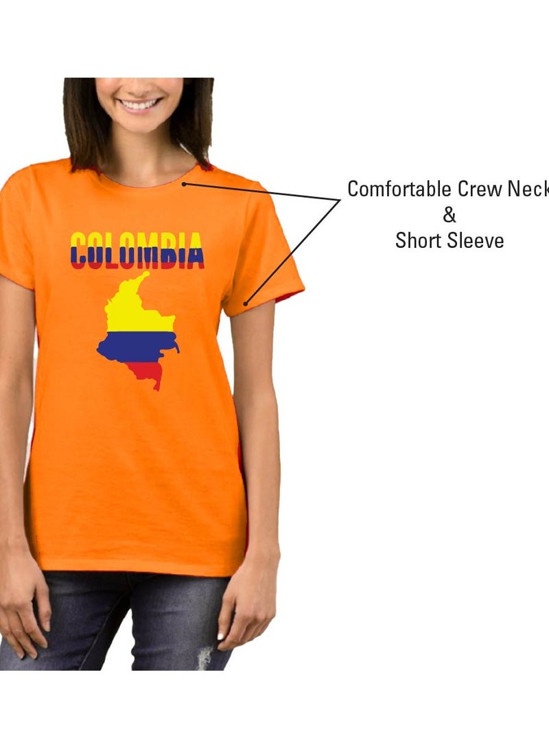 Colombia Adult Womens Tshirt - Round Neck Short Sleeve Cotton T-Shirt - Celebrate Colombia in Style - Soft and Comfortable Women's Colombia Tshirt  - Image 5