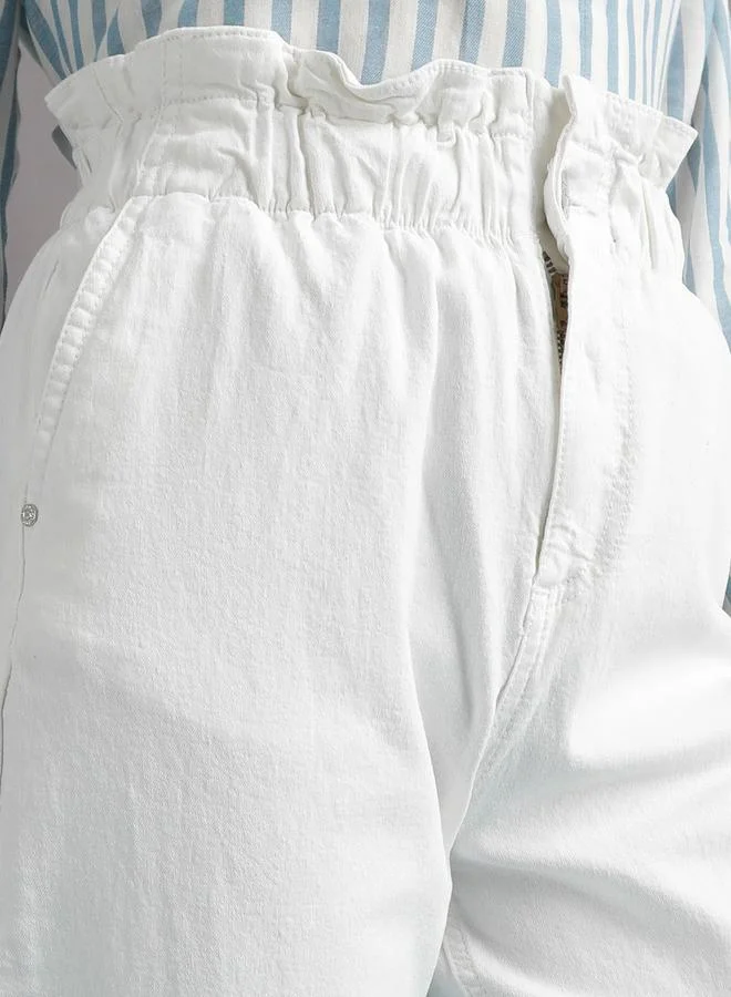 Freehand White Freehand Women Paperbag Waist Mom Fit Jeans for Women | Best Price UAE