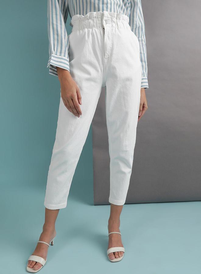 مرفوعة جينز بقصة موم وخصر بيبر باغ - Image 1