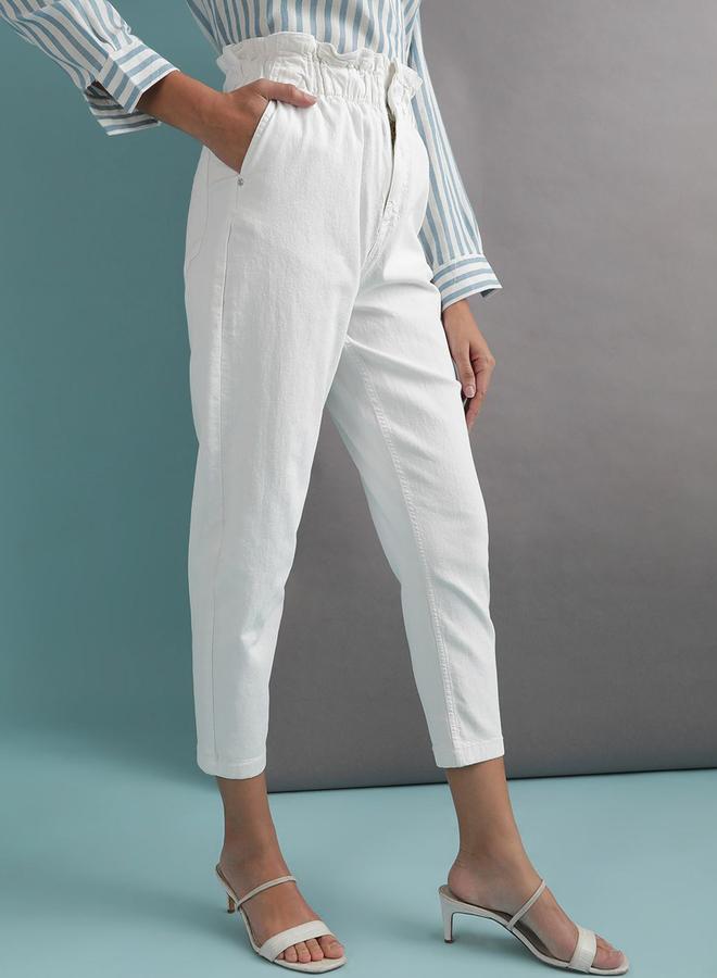 مرفوعة جينز بقصة موم وخصر بيبر باغ - Image 2