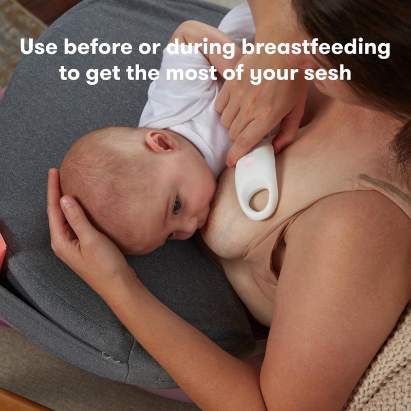 مُدلك الرضاعة 2 في 1 من فريدا موم، أوضاع متعددة من الحرارة + الاهتزاز لانسداد قنوات الحليب، زيادة تدفق الحليب، احتقان الثدي - كابل USB متضمن، أبيض - Image 4