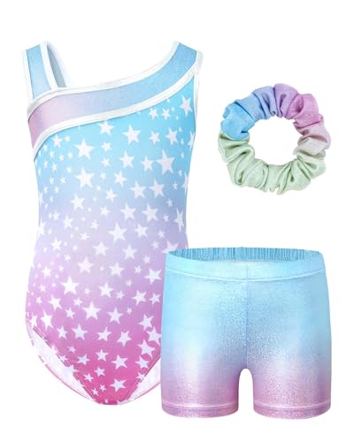 JiAmy Girls Gymnastics Leotards Glitter Ballet Dance Unitards Biketards Activewear with Short Hairband for Kids 89 Years - Image 1