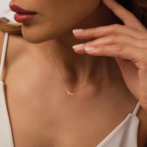 LLWOM Gold Necklace for Women-14k Gold Plated Horse Necklace Dainty Gold Horse Necklace for Women Horse Necklaces for girls Women Gift - Image 4