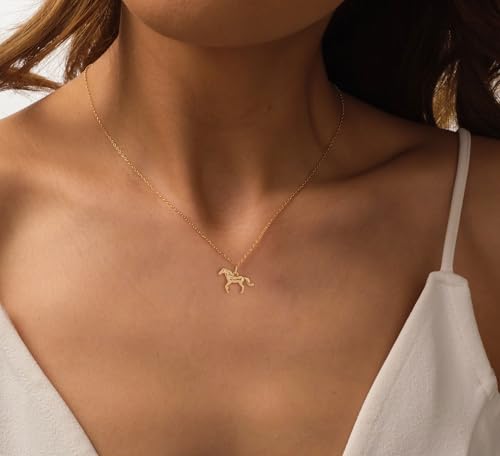 LLWOM Gold Necklace for Women-14k Gold Plated Horse Necklace Dainty Gold Horse Necklace for Women Horse Necklaces for girls Women Gift - Image 2