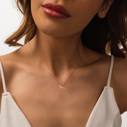 LLWOM Gold Necklace for Women-14k Gold Plated Horse Necklace Dainty Gold Horse Necklace for Women Horse Necklaces for girls Women Gift - Image 3