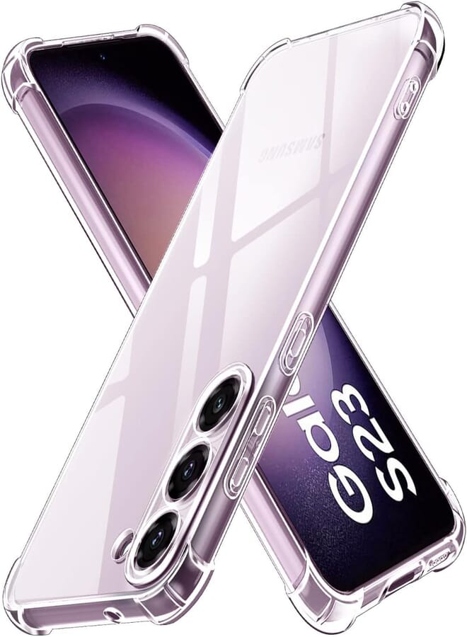 ivoler Case for Samsung Galaxy S23 5G, Ultra Transparent Silicone Shockproof Protective Case with Reinforced Corners, Clear Slim Soft TPU Bumper Cover