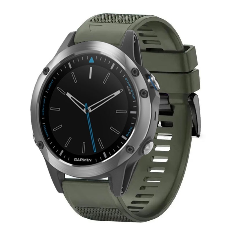 S-TOP For Garmin Quatix 5 Quick Release 22mm Silicone Watch Band(Army Green) - Image 1